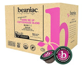 beaniac Organic Bean Me Up Coffeehouse Blend, Medium Roast, Single Serve Compostable K Cup Coffee Pods, Organic Arabica Coffee, Keurig Brewer