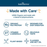 KATE FARMS Organic Nutrition Shake, Strawberry, 16g Protein, 27 Vitamins and Minerals, Meal Replacement, 11 oz (6 Pack)