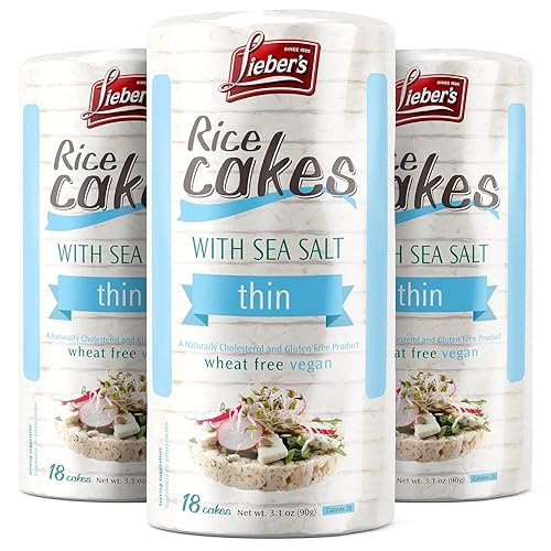 LIEBERS Snack Sea Salt Rice Cakes, Dairy Free, Wheat Free, Gluten Free, And Vegan options Kosher Certified, (3-Pack)