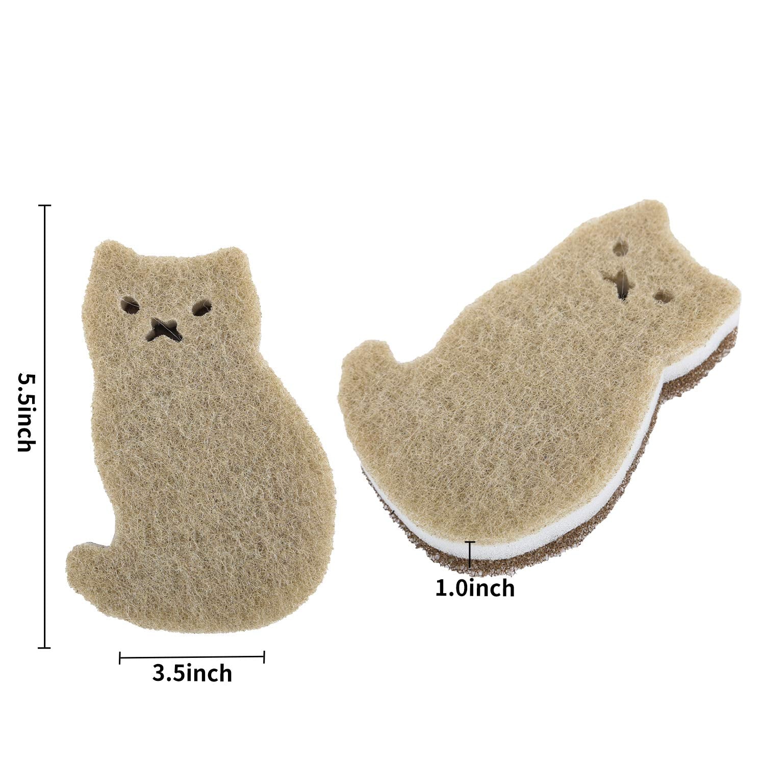 Kitchen Scrub Sponges Non-Scratch Multi-Use Heavy Duty Scrub Sponge for Dishes Pots and Pans Three-Layer Cat Shape Cleaning Sponge?4pack??cat?