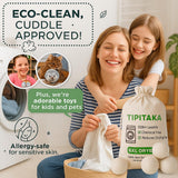 Tipitaka Laundry Wool Dryer Balls | Natural Fabric Softener - Reusable, Eco-Friendly, Reduces Drying Time - Wool Balls Replaces Dryer Sheets - 6 XL