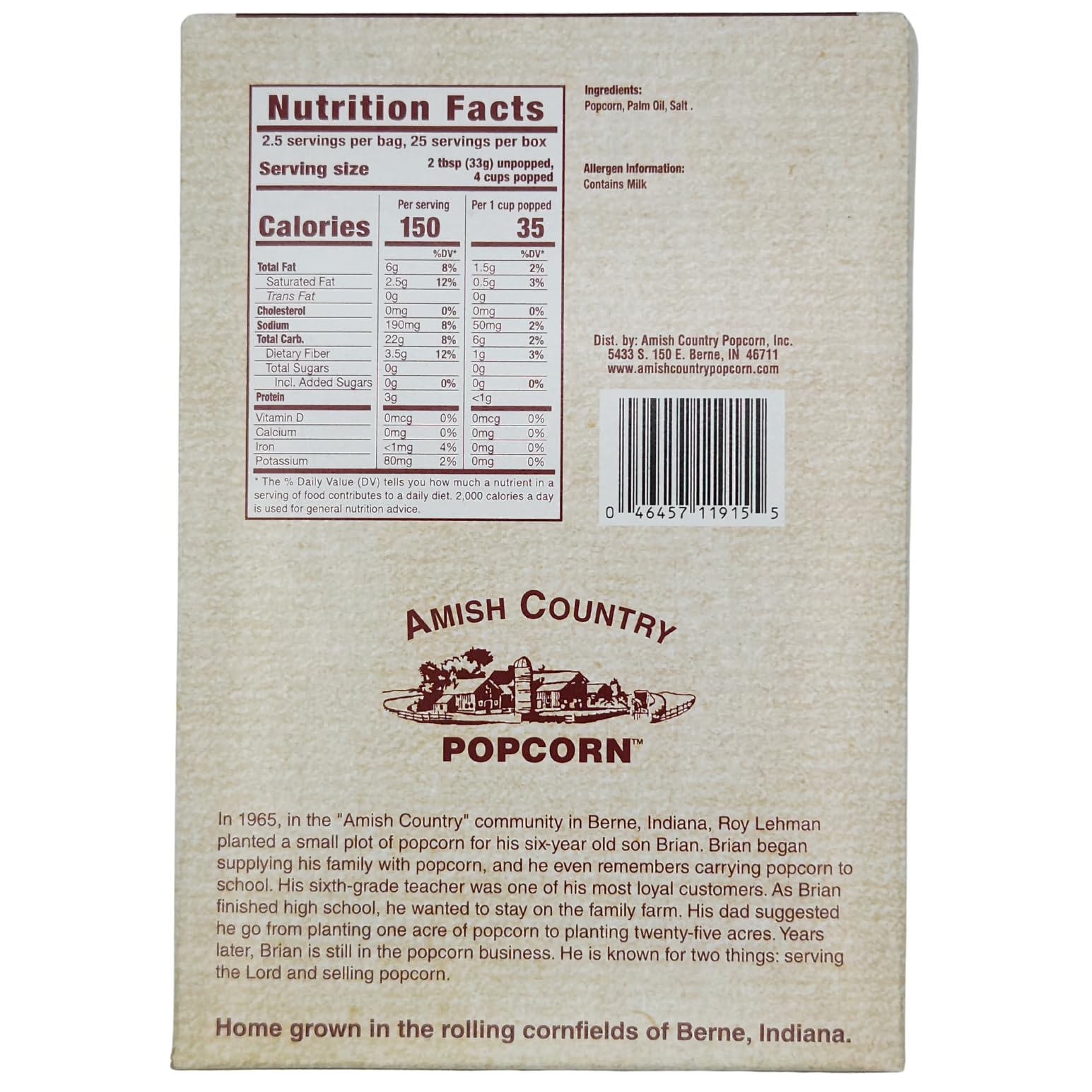 Amish Country Popcorn | Old Fashioned Microwave Popcorn | 10 Bags Lite Natural White Hulless | Non-GMO, Gluten Free, Microwaveable and Kosher (10