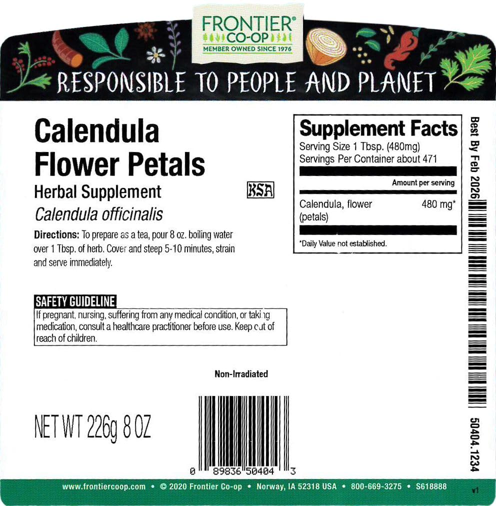 Frontier Co-op Dried Calendula Flower Petals, 8 oz, Bulk Bag - For Herbal Teas, Culinary Use, and DIY Skincare