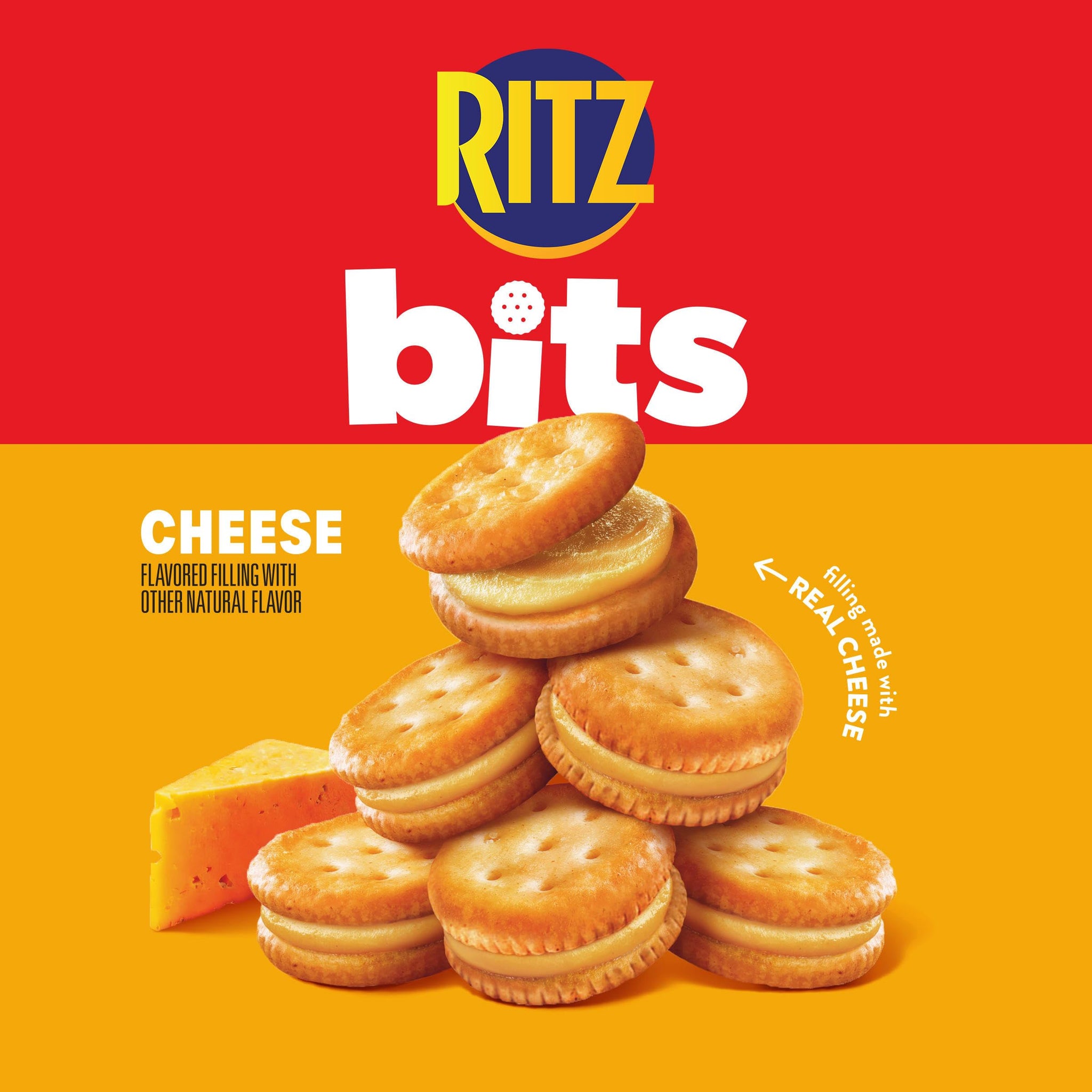 RITZ Bits Cheese Sandwich Crackers, Lunch Snacks for Kids and Adults, 10 Snack Packs