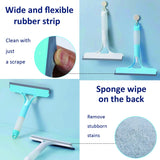 2 Pack All-Purpose Shower Squeegee for Shower Glass Door, Shower Glass Cleaner Squeegee with Spray, Washer, Wiper, 3 Functions in 1, Perfect Household
