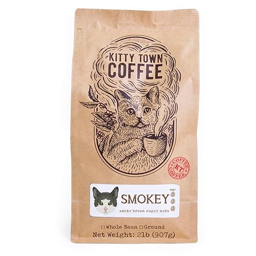 Kitty Town Coffee: Smokey Dark Roast Coffee From Brazil 2lb (32oz) Whole Bean
