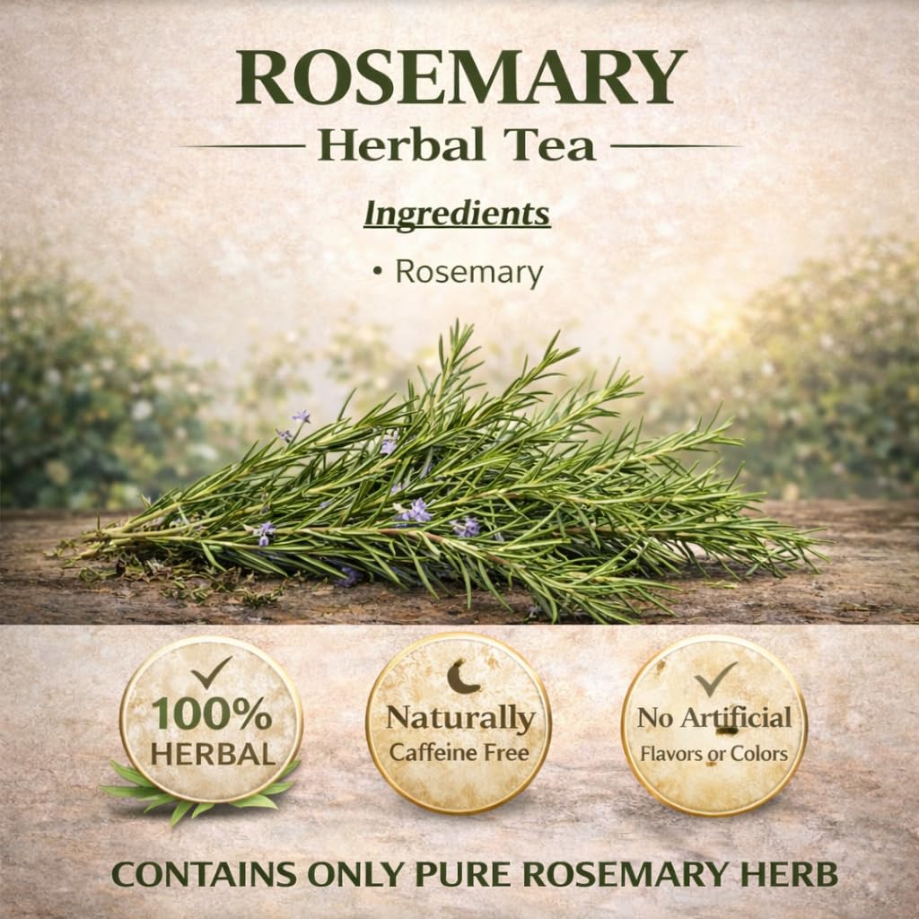 Tisan Rosemary Tea - 40 Individually Wrapped Tea Bags | Pure Aromatic Rosemary Leaves | Naturally Caffeine Free Herbal Infusion | Fresh Woodsy Scent