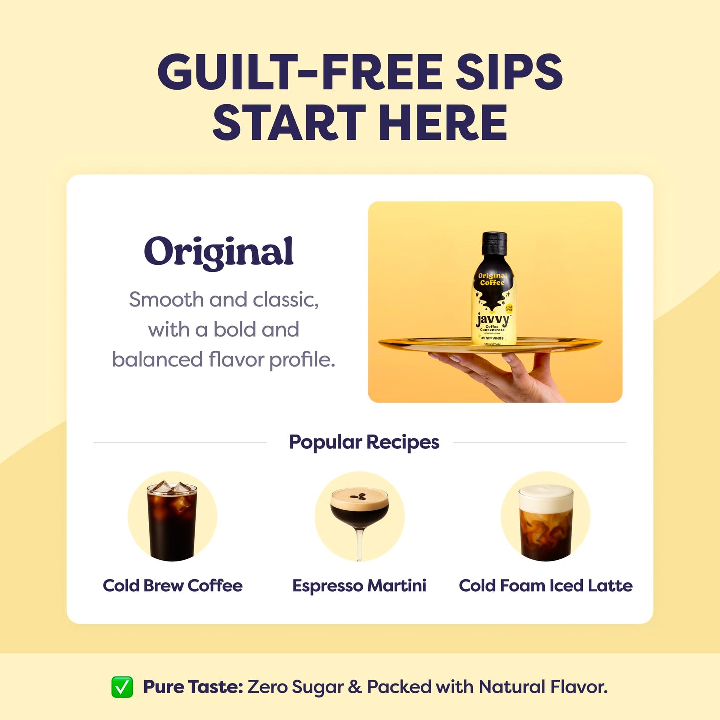 Javvy Cold Brew Coffee Concentrate Instant Coffee, Smooth Arabica Iced Coffee & Espresso Concentrate, 35 Servings, Original, 1 Pack