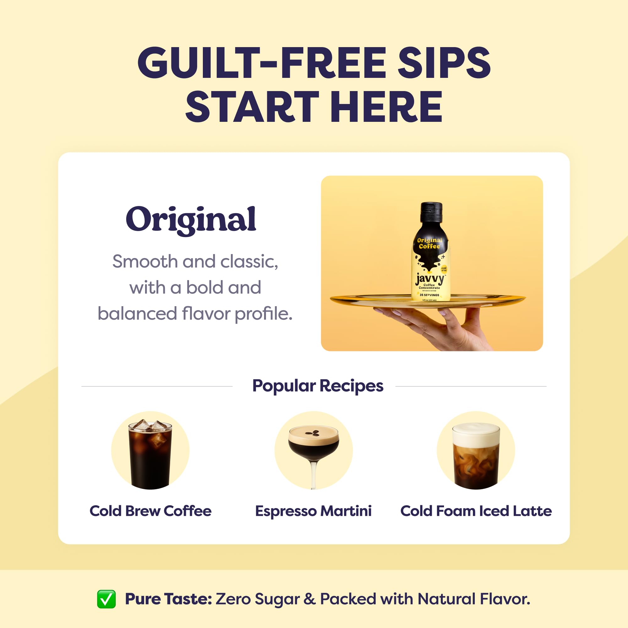Javvy Cold Brew Coffee Concentrate Instant Coffee, Smooth Arabica Iced Coffee & Espresso Concentrate, 35 Servings, Original, 1 Pack