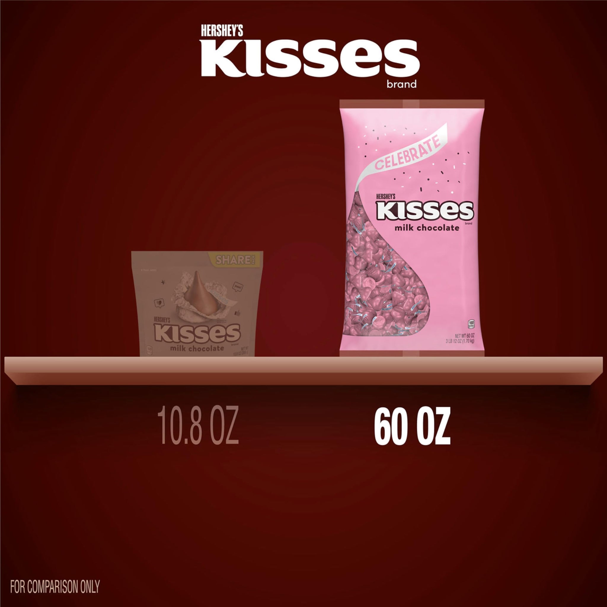HERSHEY'S KISSES Milk Chocolate Candy Bulk Bag, 60 oz