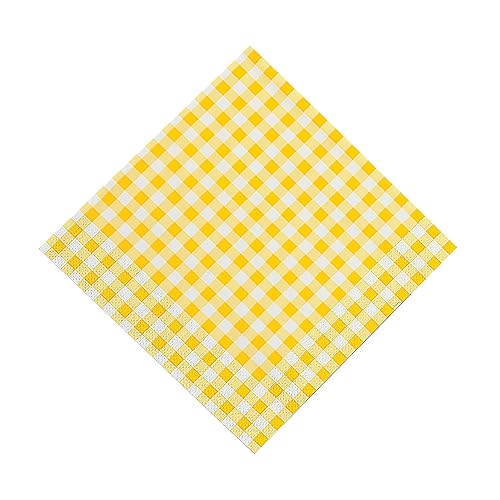 Yellow Gingham Disposable Paper Napkins (48 per set) Party Supplies