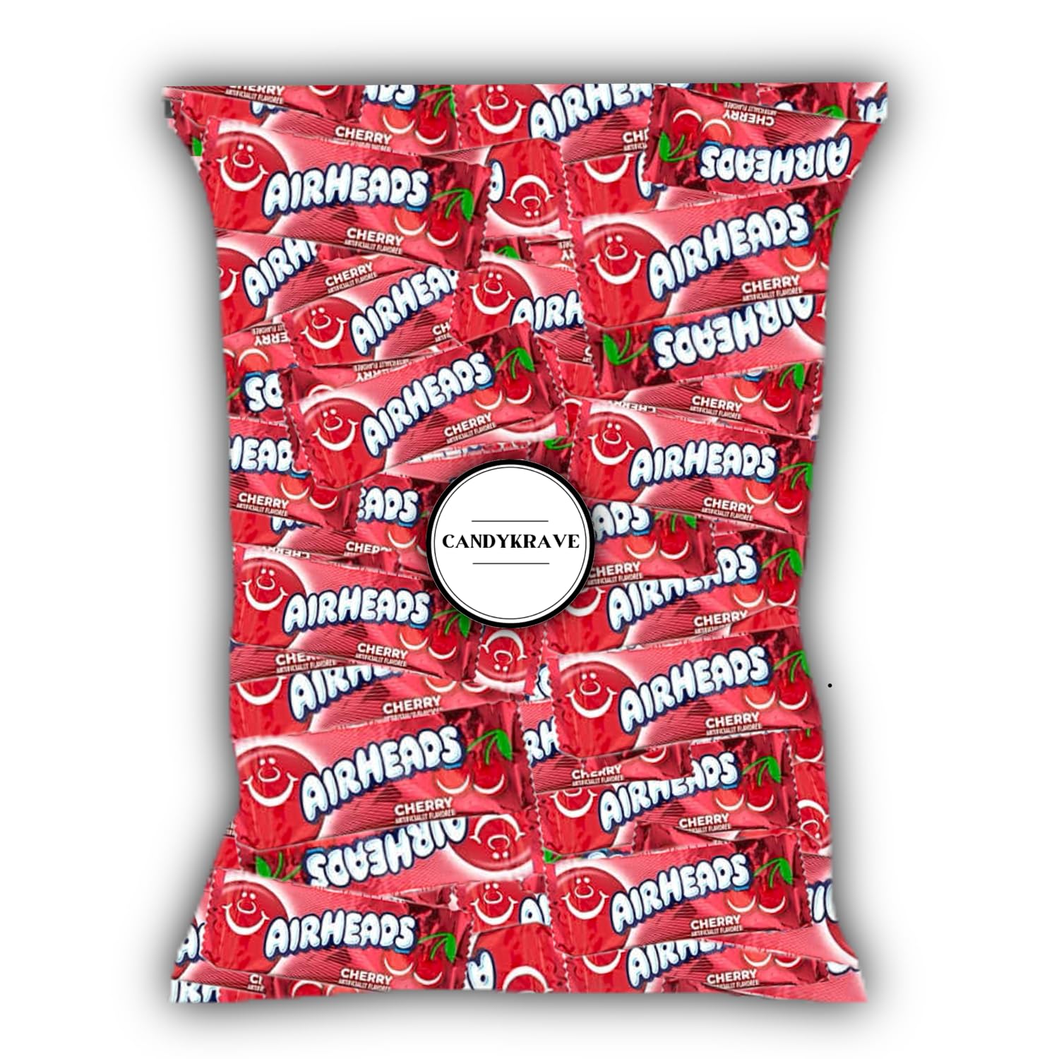Airheads Candy Mini Bars, Cherry Flavor, 80 Pieces Bulk Bag, Individually Wrapped Non-Melting Chewy Fruit Taffy, Gluten Free, Perfect for Birthdays