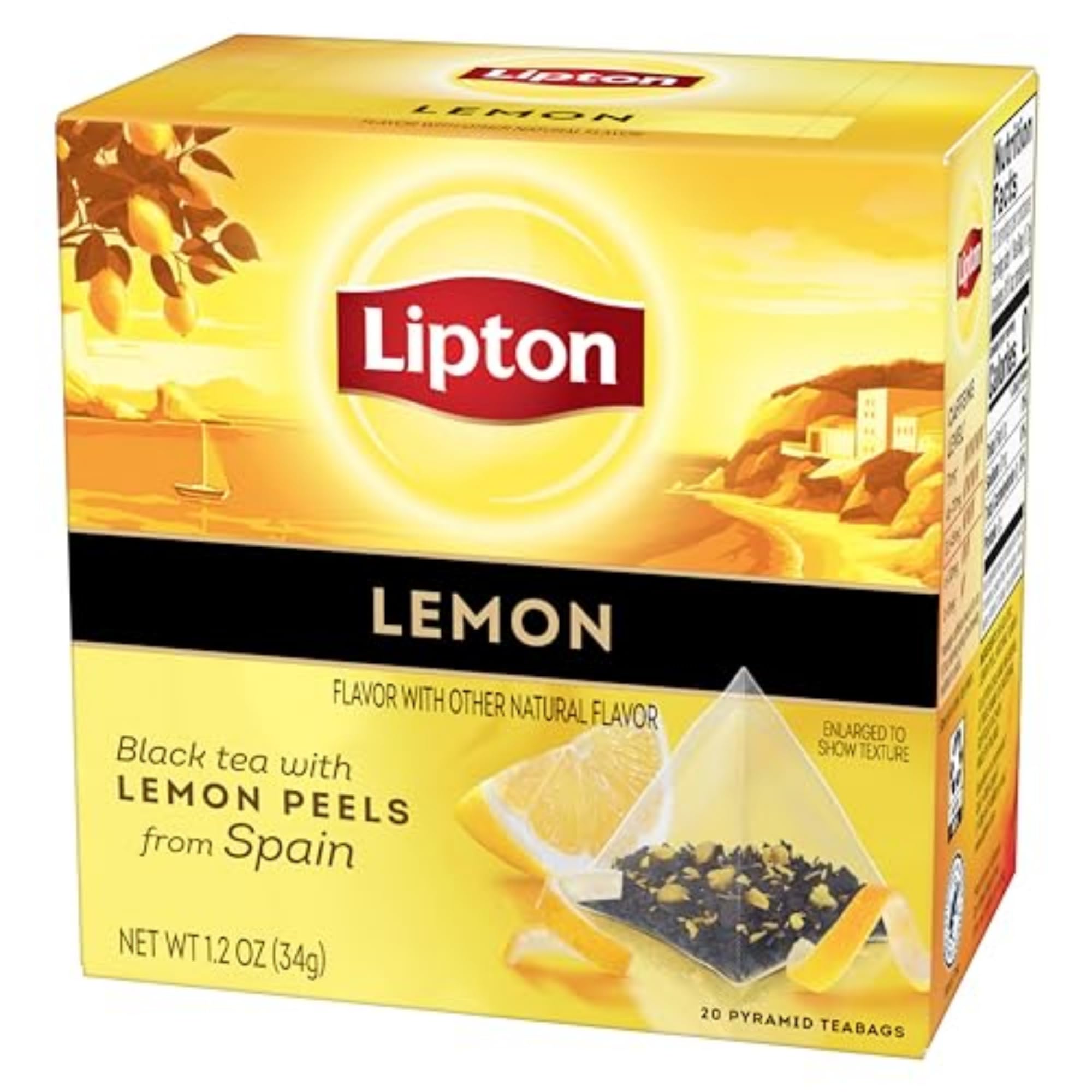 Lipton Black Tea Lemon, Pyramid Tea Bags, Flavored Teabags for a Refreshing Cup of Tea, 20 Total Tea Bags