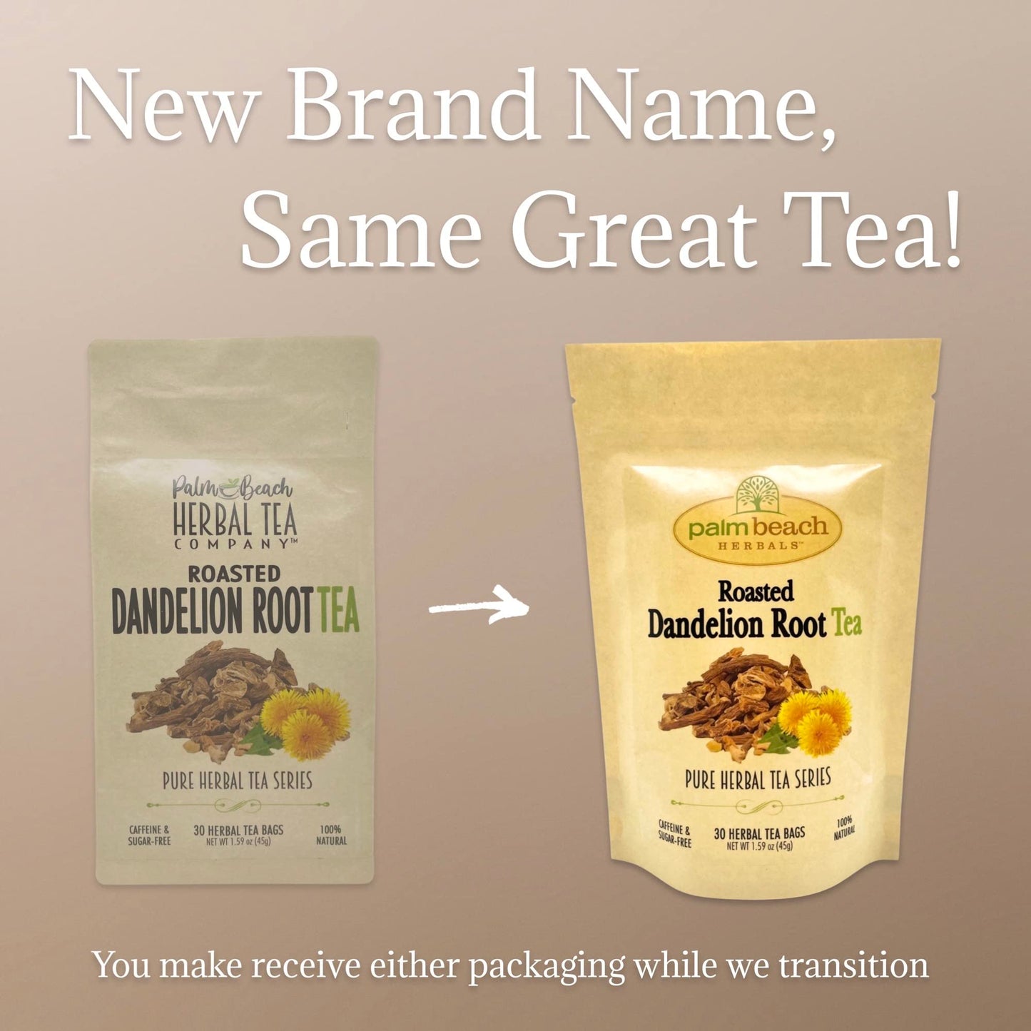 Palm Beach Medicinal Herbs - Roasted Dandelion Root Tea - Pure Herbal Tea Series, 30ct