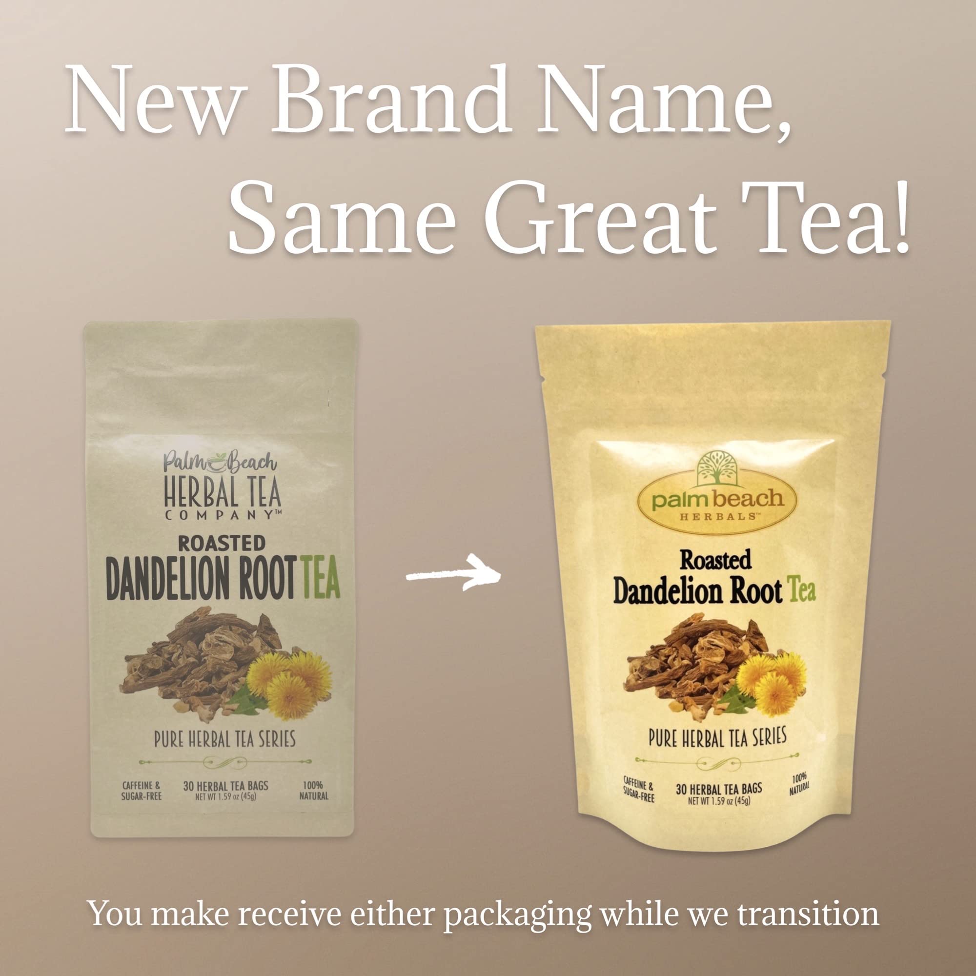Palm Beach Medicinal Herbs - Roasted Dandelion Root Tea - Pure Herbal Tea Series, 30ct