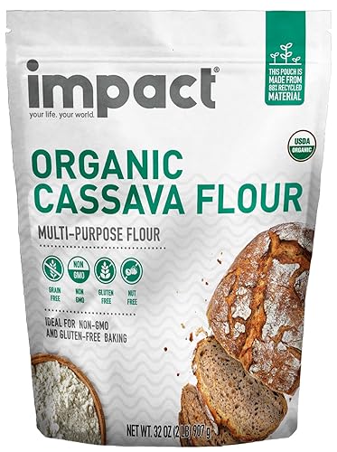 Impact - Organic Cassava Flour - Gluten-Free Baking Essential - Grain-Free Wheat Flour Substitute for Cooking and Baking - High Fiber, Easy to Use