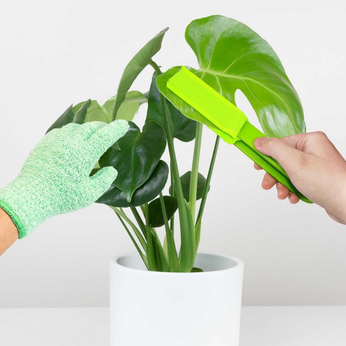 RRUAAZIW 10 Pcs Plants Cleaning Set Plant Leaf Cleaner Leaf Cleaning Tongs with Reusable Microfiber Gloves and Flower Pruning Shears for House