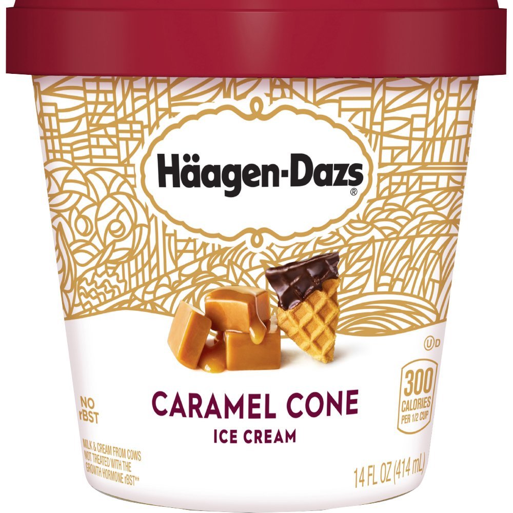 Haagen-Dazs Ice Cream, Caramel Cone, 14 oz (Frozen)