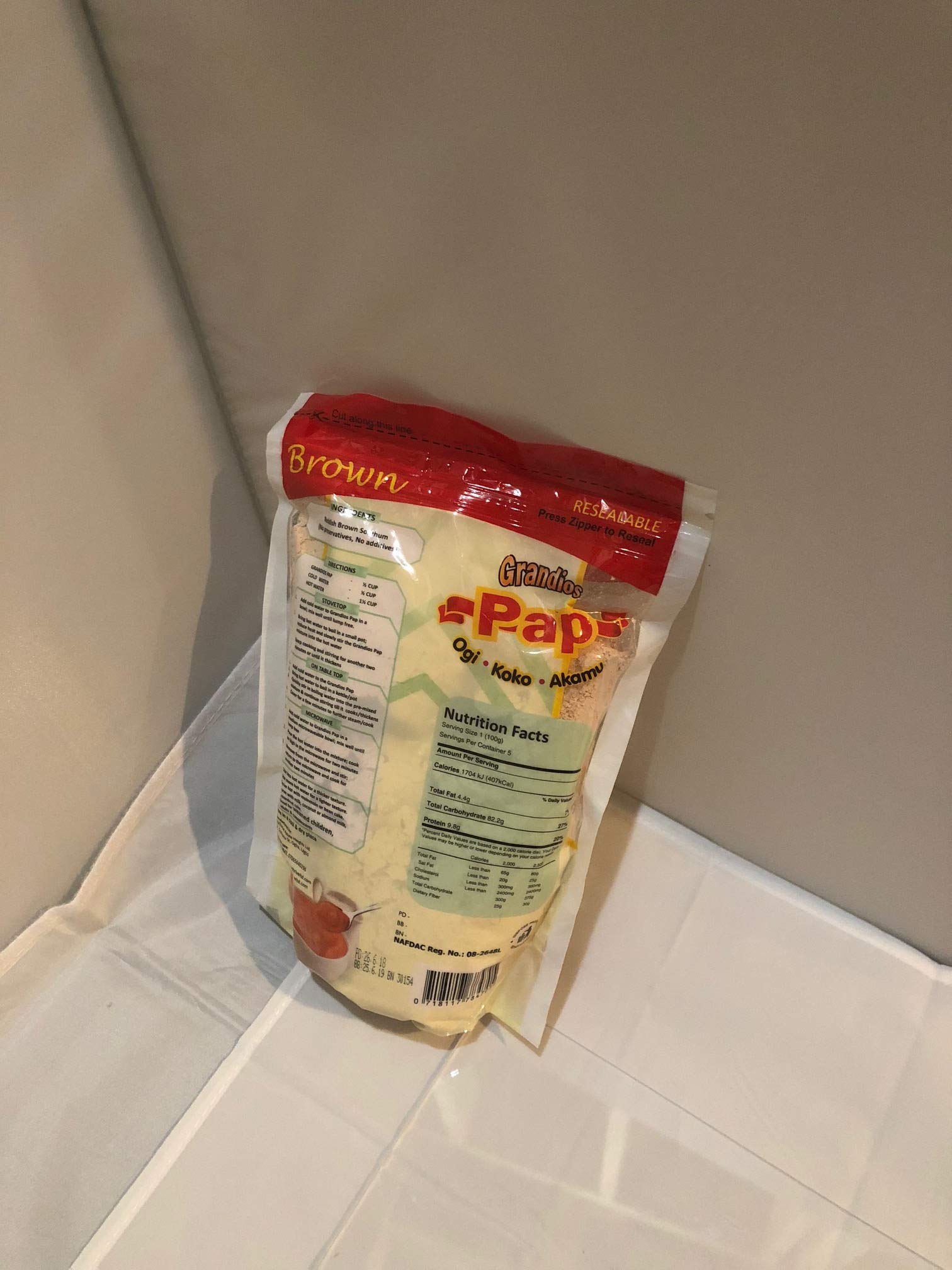 Fermented Corn and Brown Guinea Corn Powder (Ogi/Akamu/Pap) - No Preservatives (Grandios Brown Guinea Corn Powder)