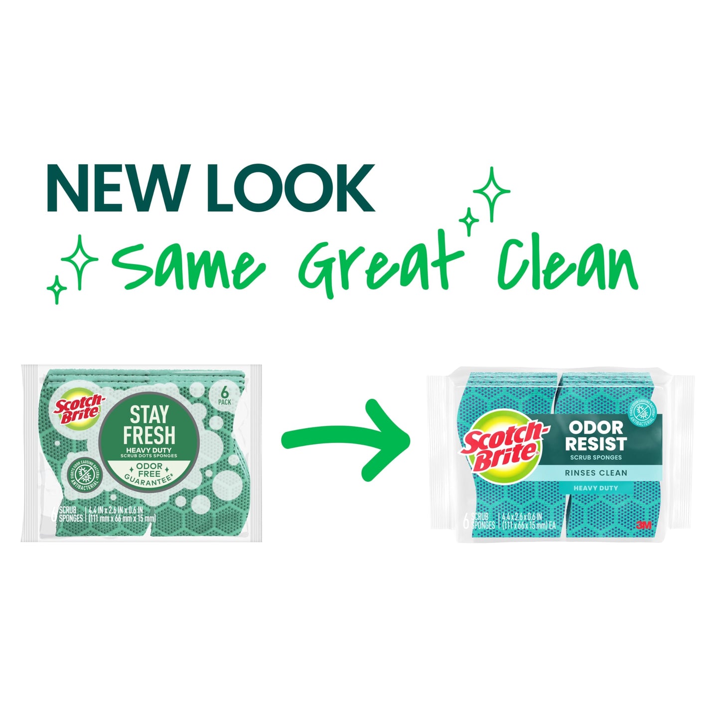 Scotch-Brite Odor Resist Heavy Duty Scrub Sponge, Dishwasher-Safe Kitchen sponges for Serious Scrubbing, Multipurpose Dish Sponge for Stuck-On Messes