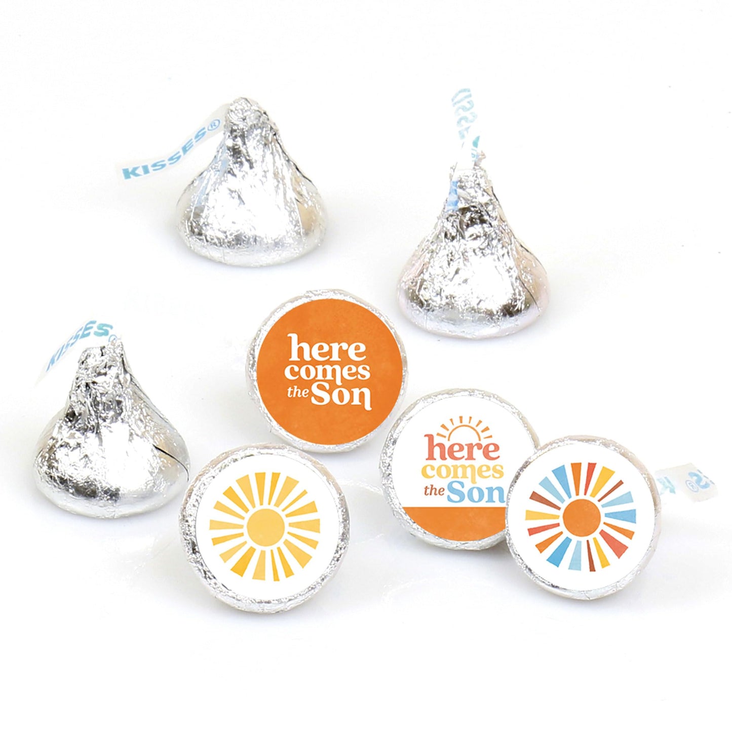 Big Dot of Happiness Here Comes The Son Small Party Stickers, Boy Boho Baby Shower Round Candy Favors, Labels Fit Chocolate Candy (1 Sheet of 108)