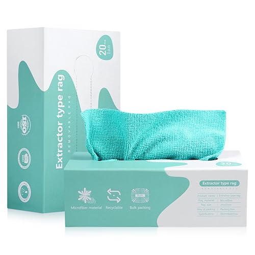 Luiruey Microfiber Cleaning Cloth Rags in A Box (20 Count) - 7.9" x 7.9" Reusable for Cars - Edgeless Terry Towels, Small Microfiber for Home, Kitchen