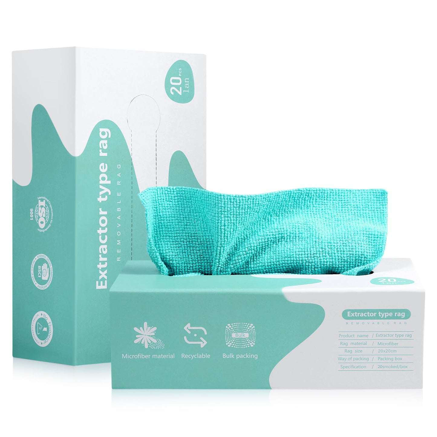 Luiruey Microfiber Cleaning Cloth Rags in A Box (20 Count) - 7.9" x 7.9" Reusable for Cars - Edgeless Terry Towels, Small Microfiber for Home, Kitchen