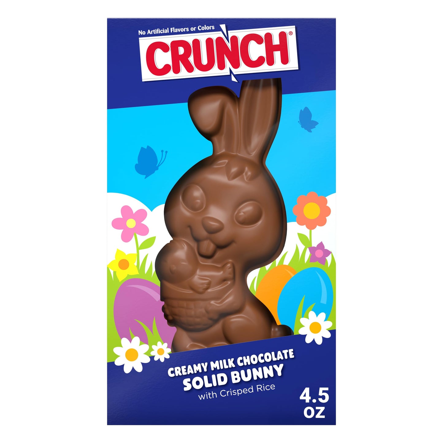 Crunch, Solid Milk Chocolate Bunny with Crisped Rice - Fun and Crispy Easter Treat for Baskets, Egg Hunts and Festive Gifting, 4.5 Ounce