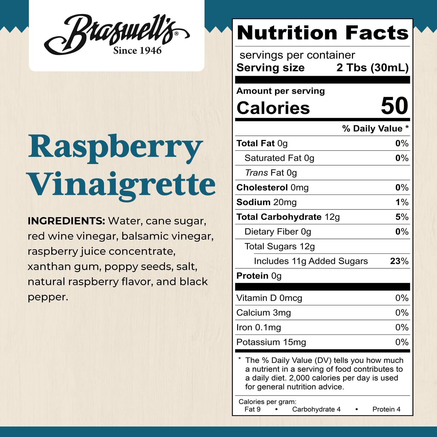 Braswell’s Raspberry Vinaigrette Dressing - Small-Batch, Renowned Specialty, Made in USA, Since 1946 (12oz)