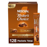 NESCAFÉ Taster's Choice, Instant Coffee Packets, Hazelnut Flavored Coffee, 8 Boxes (128 Packets)