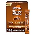 NESCAFÉ Taster's Choice, Instant Coffee Packets, Hazelnut Flavored Coffee, 8 Boxes (128 Packets)