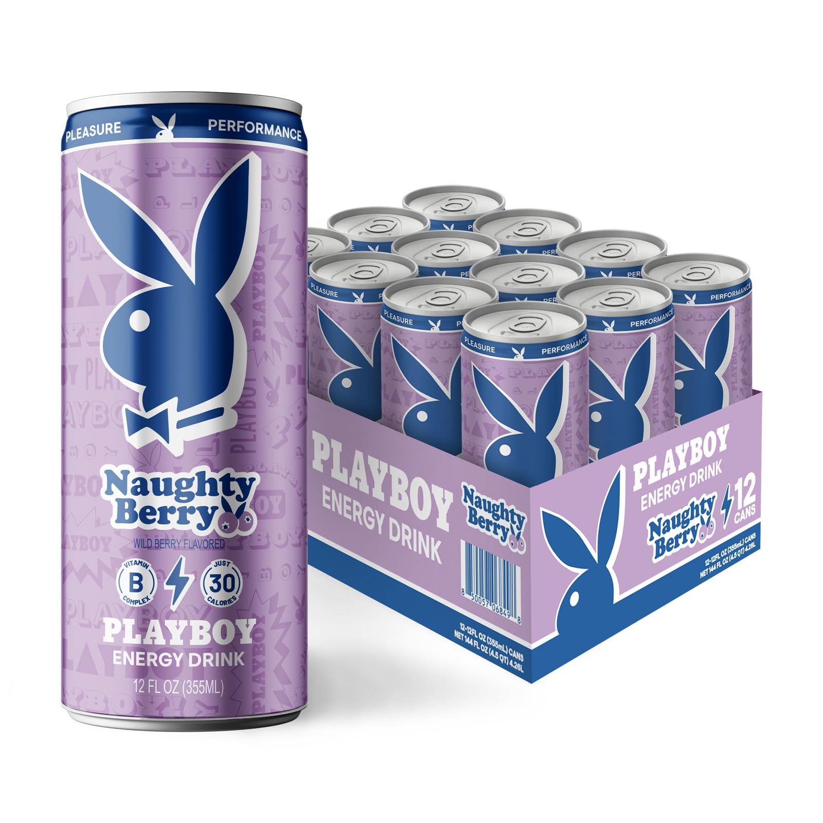 PLAYBOY Energy Drink - Naughty Berry (Wild Berry) - 12 Pack of 12oz Cans | Performance + Pleasure Energy | NextGen Lifestyle Drink