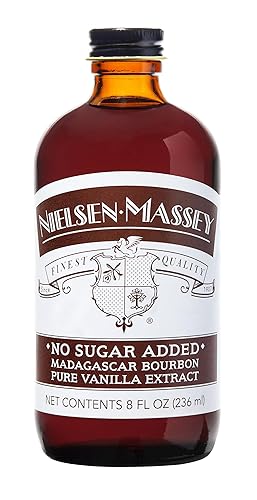 Nielsen-Massey No Sugar Added Madagascar Bourbon Pure Vanilla Extract for Baking and Cooking, 8 Ounce Bottle
