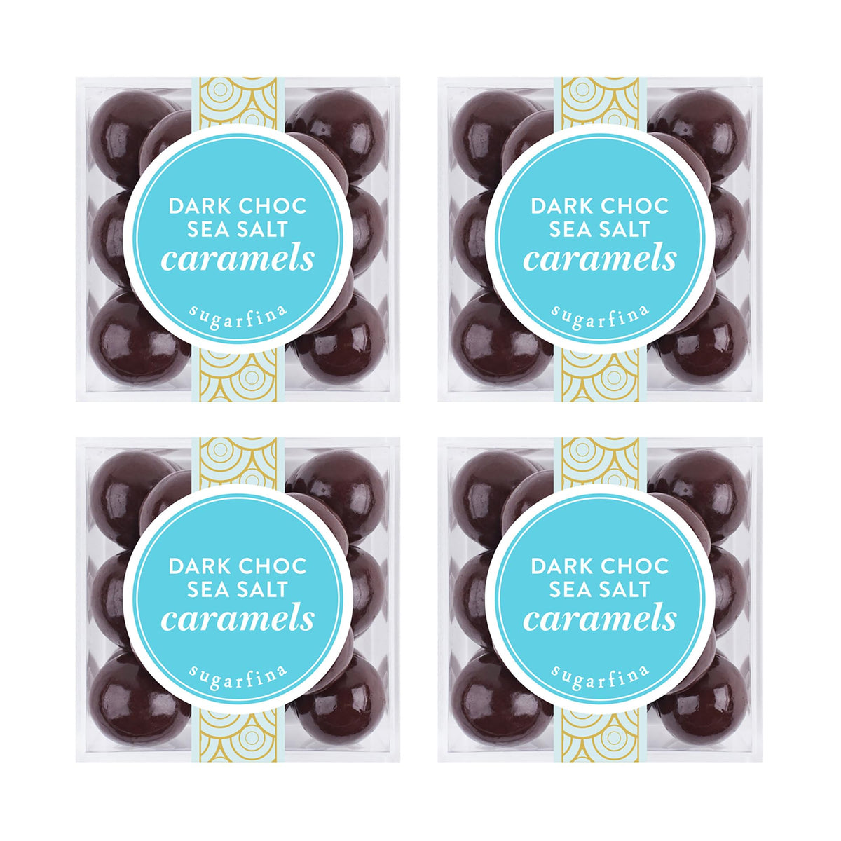 Sugarfina Dark Chocolate Sea Salt Caramels Small Candy Cube, Chocolate Bites, 2.6 oz, 4 Count