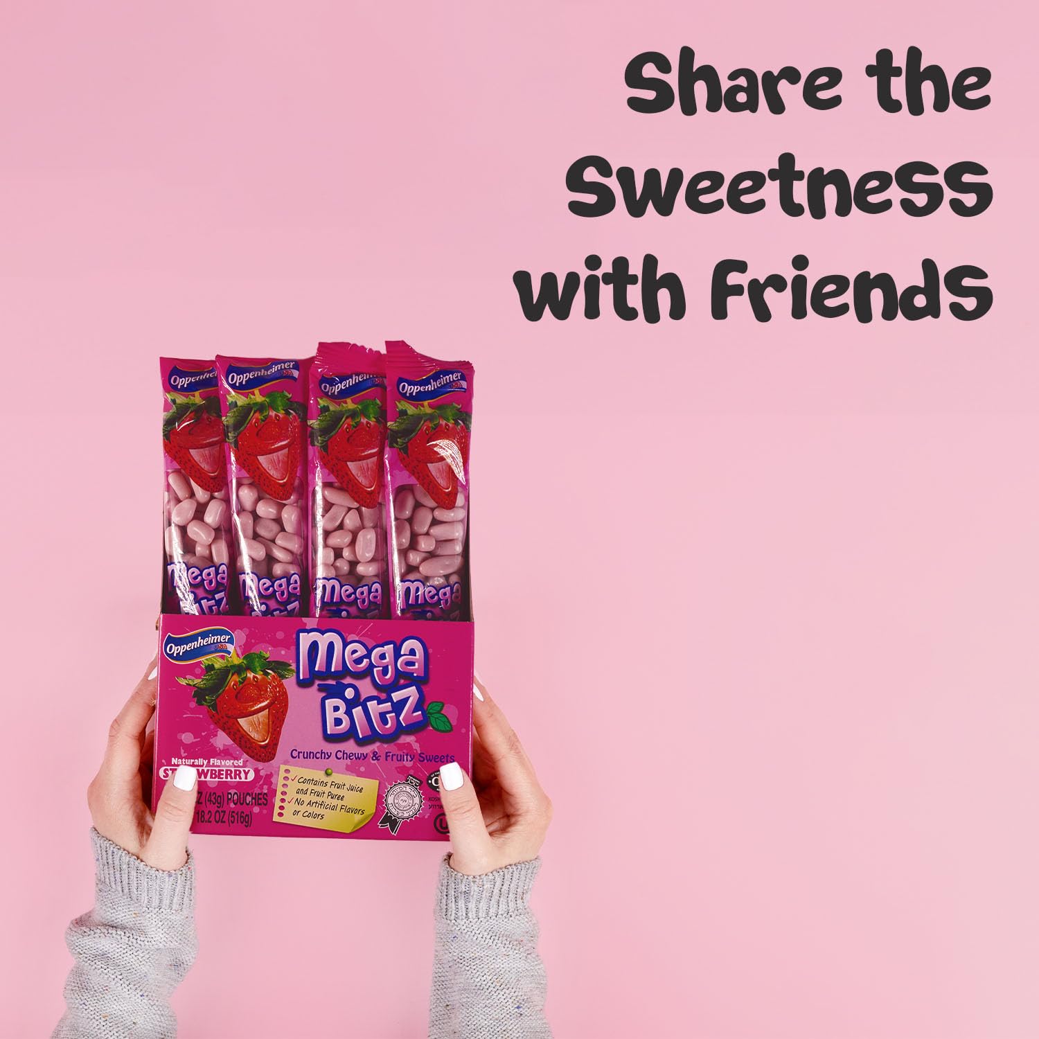 Mega Bitz Fruit Nuggets Strawberry Candy Bulk Pack for Kids - Naturally Flavored Individually Wrapped Strawberry Flavor for on the go Snacking, Movie