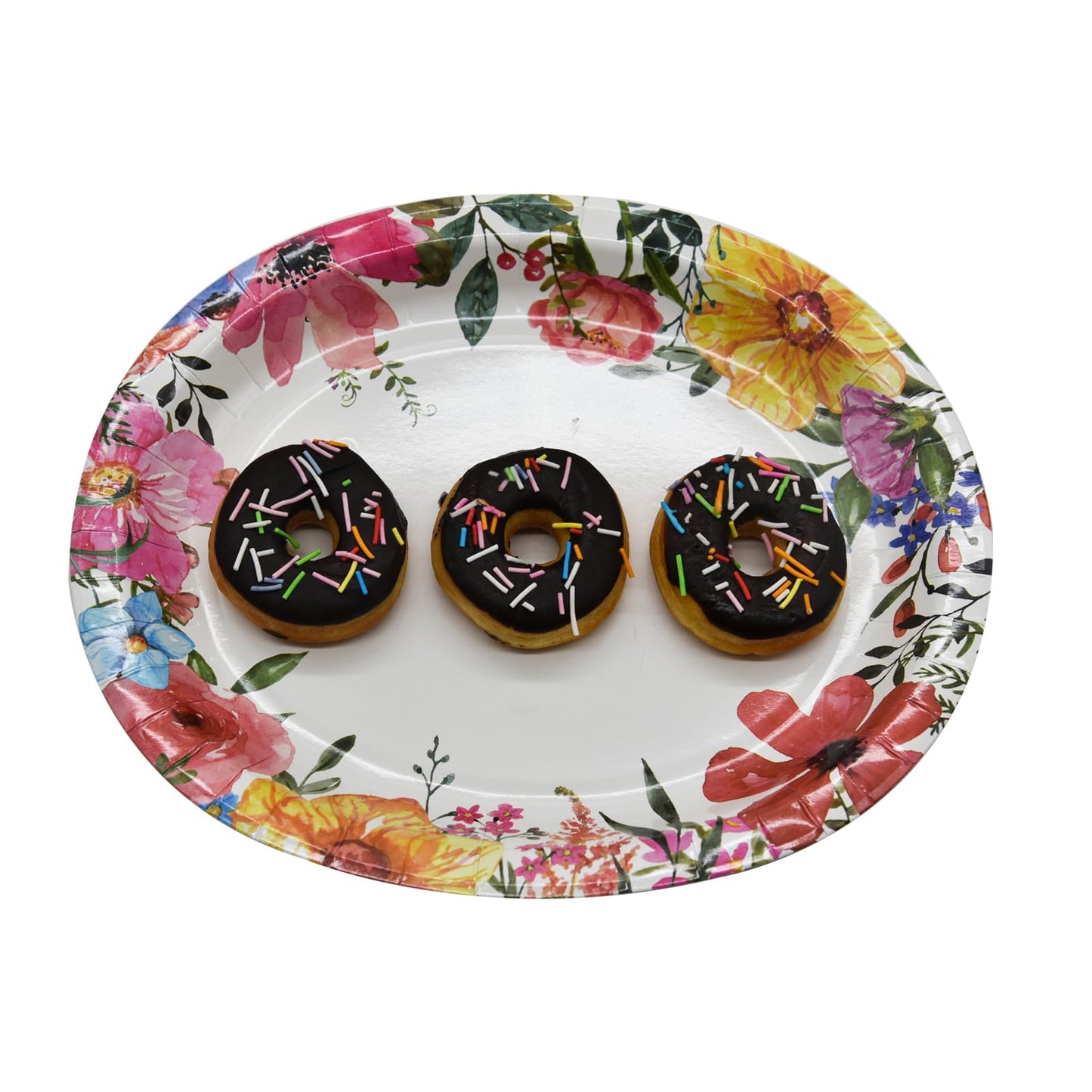 SMYAXUNW 20pcs 12.6" Large Oval Disposable Paper Plates, Floral Design, Party Supplies, Dinner Plates for All Occasions