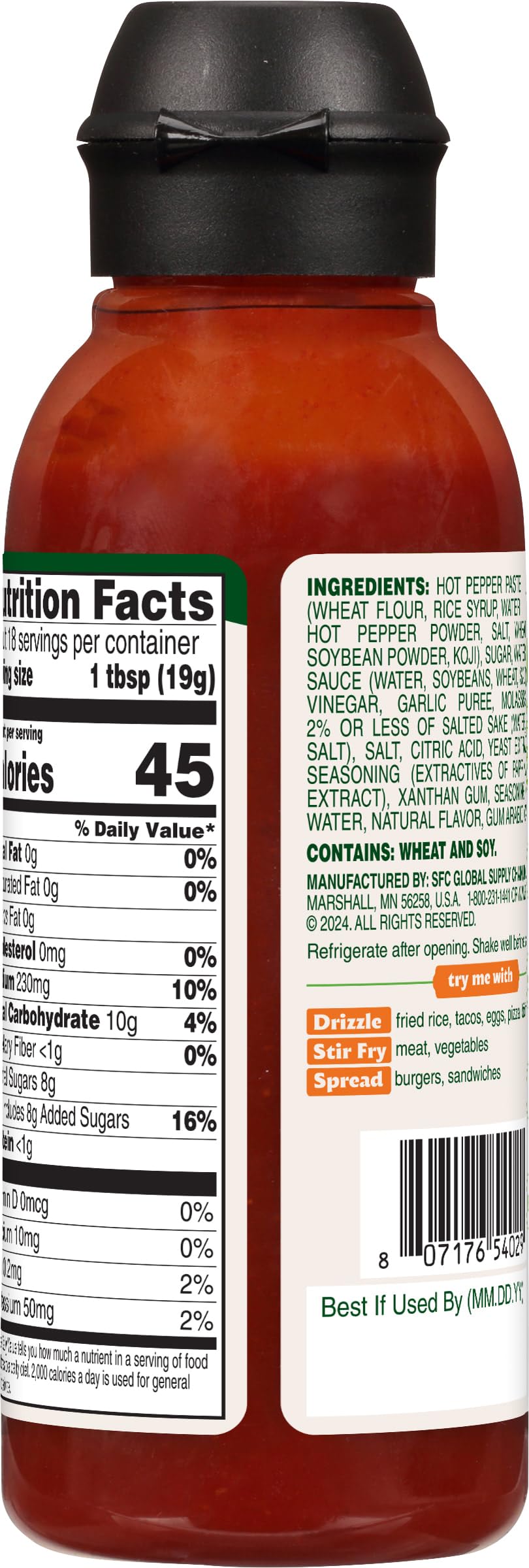 Bibigo Korean-Style Hot & Sweet Gochujang Sauce, 12.16 Ounce (Pack of 1)