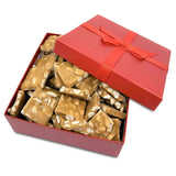 Gourmet Peanut Brittle Red Gift Box - by Its Delish | Handmade Old-Fashioned Style | Beautiful & Delicious Square Pieces 16 Oz Peanuts Brittle |