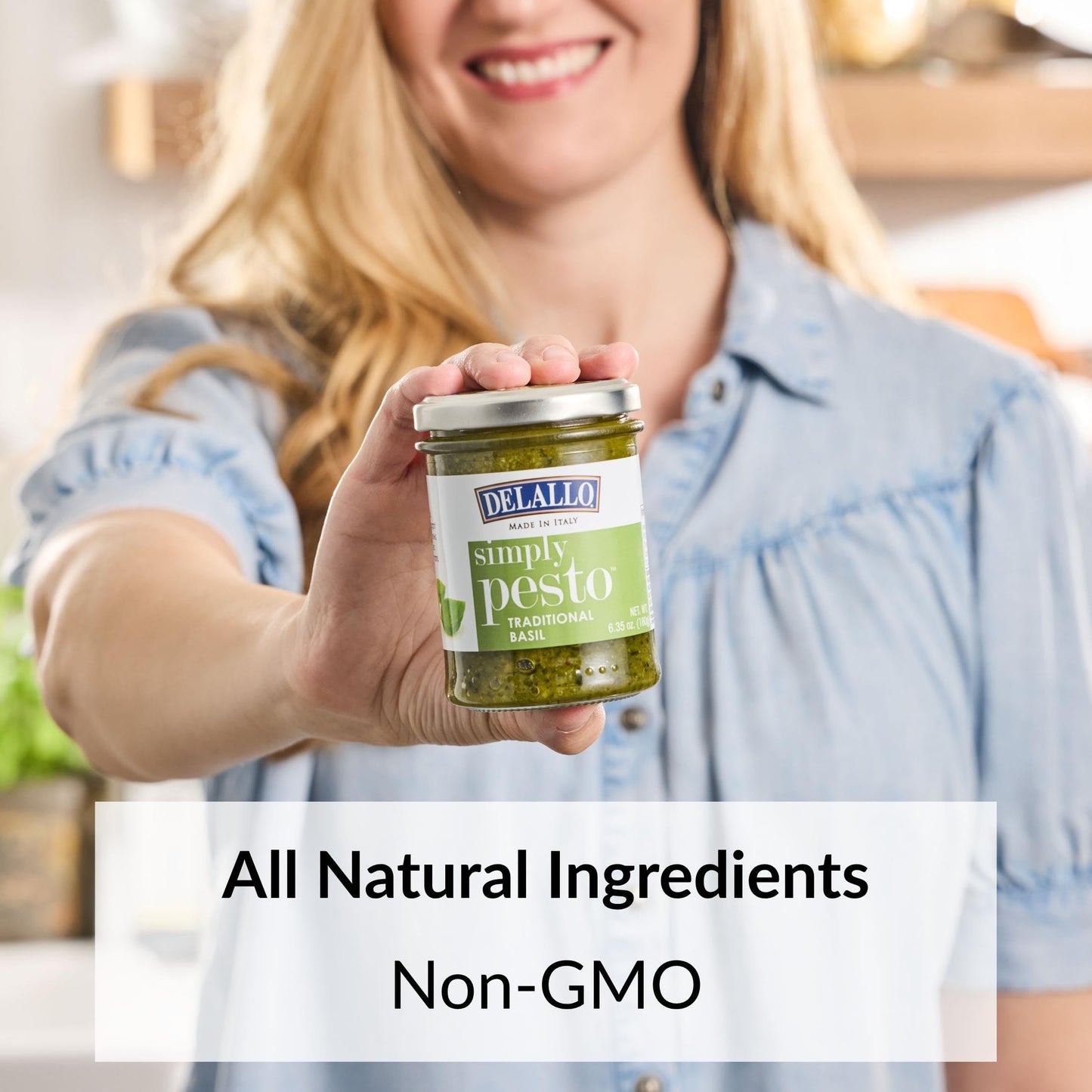 DeLallo Traditional Basil Pesto, Made in Italy, Gourmet Spread, Ready to Use Pasta Sauce, Made with Fresh Ligurian Basil, Olive Oil, Pine Nuts,