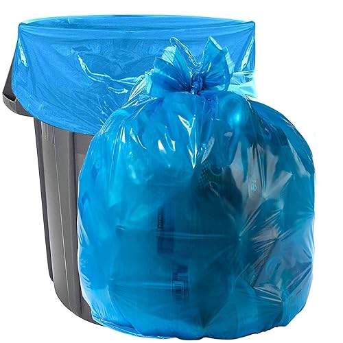 Aluf Plastics Heavy Duty 55 Gallon Blue Trash Bags - (Value 50 Pack) - 1.5 MIL equivalent Industrial Strength Plastic 35" x 55" for 50-55 Gal Cans