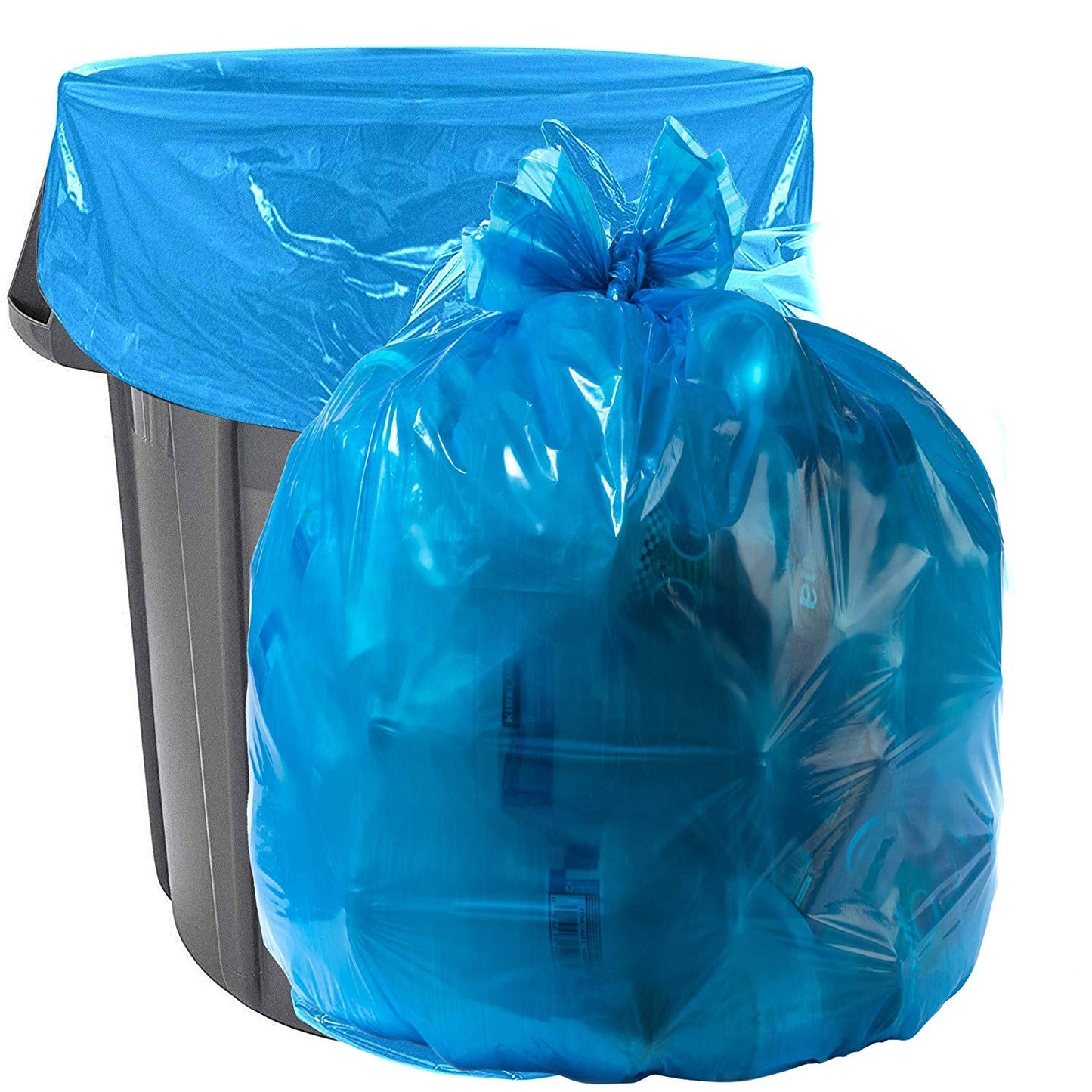 Aluf Plastics Heavy Duty 55 Gallon Blue Trash Bags - (Value 50 Pack) - 1.5 MIL equivalent Industrial Strength Plastic 35" x 55" for 50-55 Gal Cans