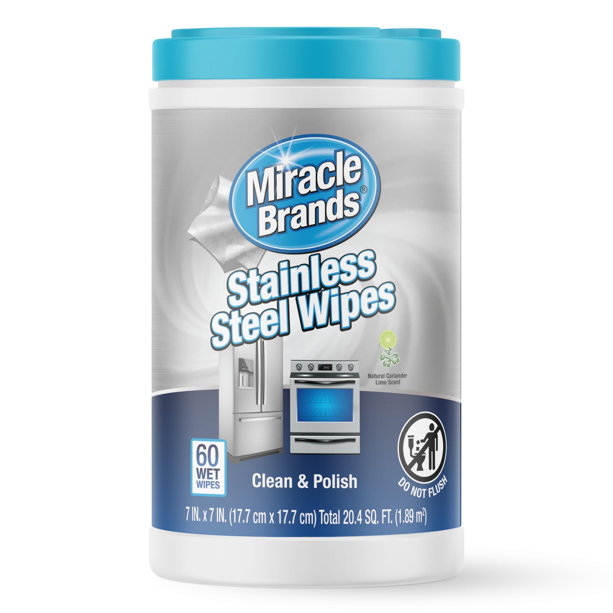 MiracleWipes for Stainless Steel, Great for Kitchen and Appliances, Including Oven, Refrigerator, Dishwasher, Microwave, Sink, Hood, Grill, Removes