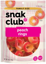 Snak Club Peach Rings Gummy Candy, 16 Ounce Bag (Pack of 6)