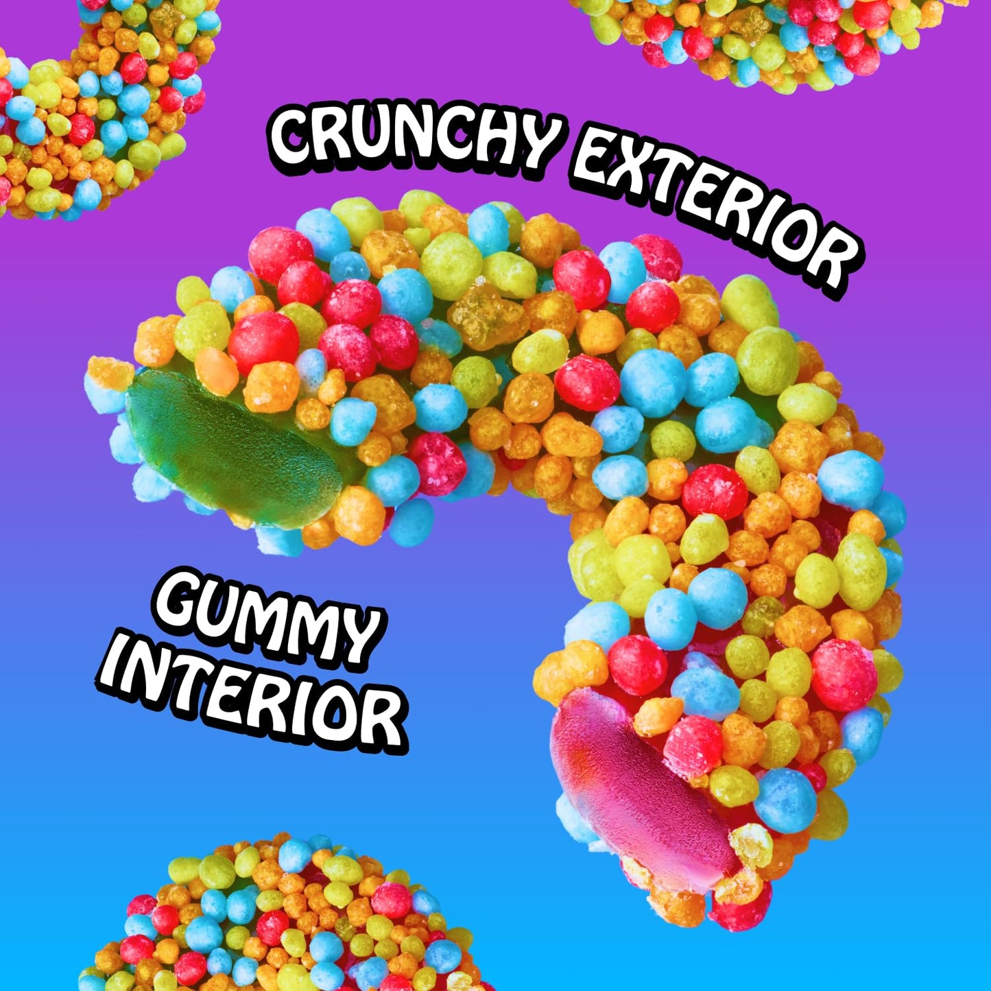 Rotten Sour Gummy Cruncheez - Low Sugar, Low Calorie, 5g Gut-Friendly Prebiotic Fiber, Gluten Free Candy, No Artificial Dyes - 1.8 oz - 8-Pack