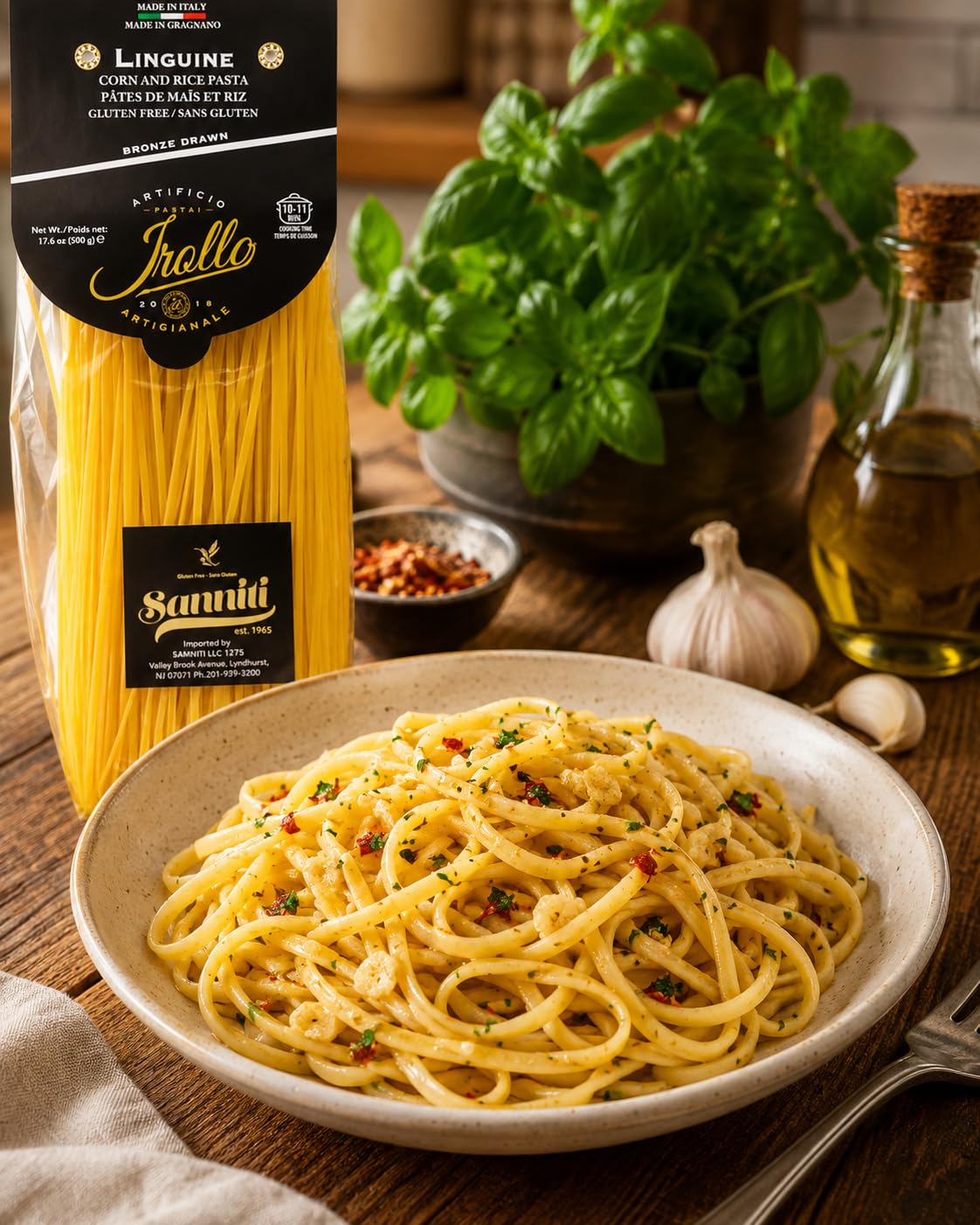 Sanniti by Irollo Gluten Free Linguine Pasta, 17.6 oz - Authentic Italian Gluten-Free Linguine, Product of Italy [Pack of 2]