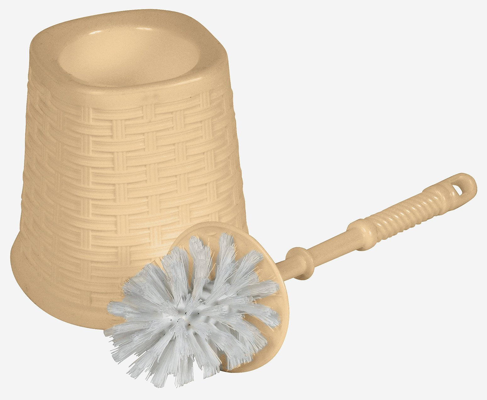 Superio Wicker Style Toilet Bowl Brush and Holder (Beige)