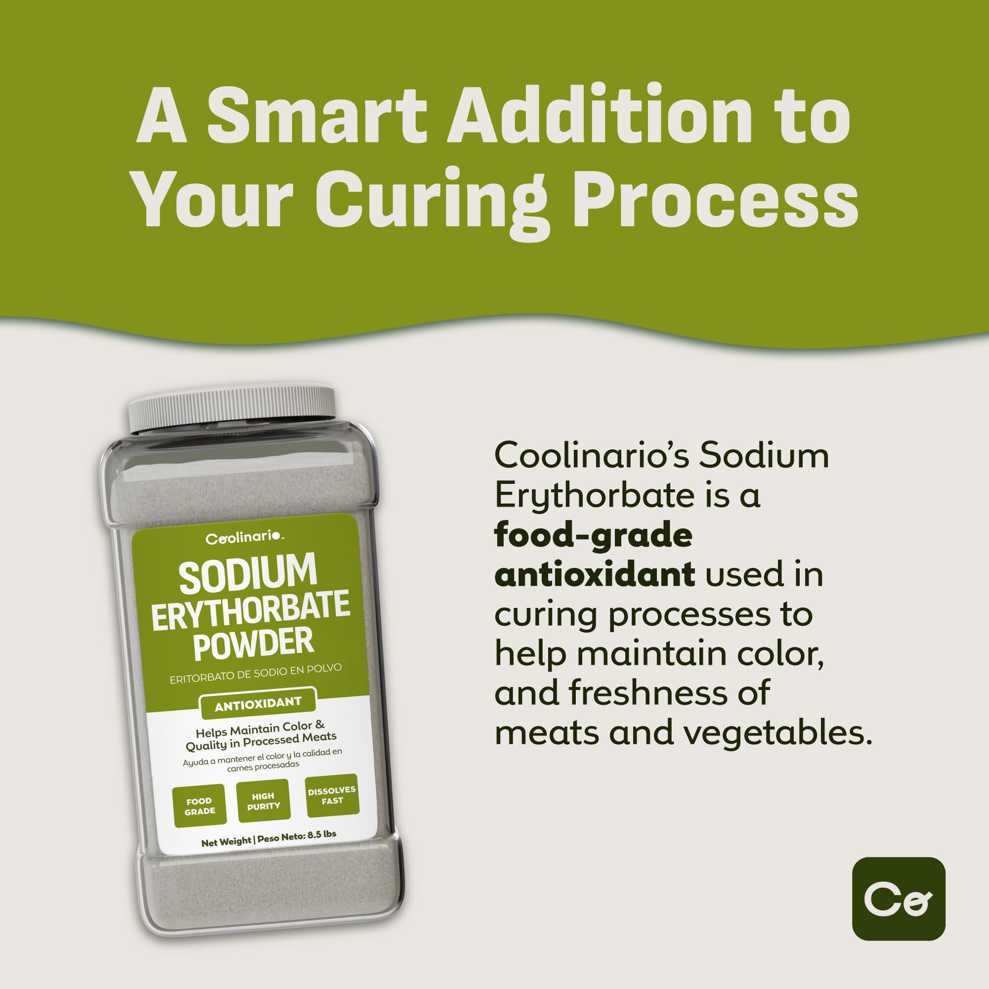 Coolinario Sodium Erythorbate Powder (1 GAL-8.5 LB) High-Purity Antioxidant
