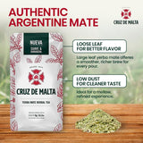 Cruz de Malta Yerba Mate Tea - 1kg (2.2 lbs) Loose Leaf - Traditional Argentine Herbal Tea - Smooth Flavor, Naturally Sourced - USA Specific Packaging