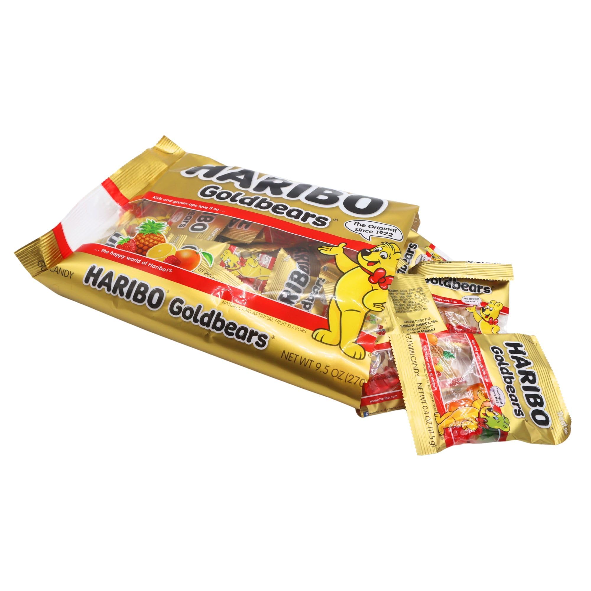 Valentine's Gummy Candy for Classrooms, Fruity Gummy Bears in 5 Flavors, 9.5 oz Bag, Pack of 2 - Chewy Fruit Snacks for Kids & Adults