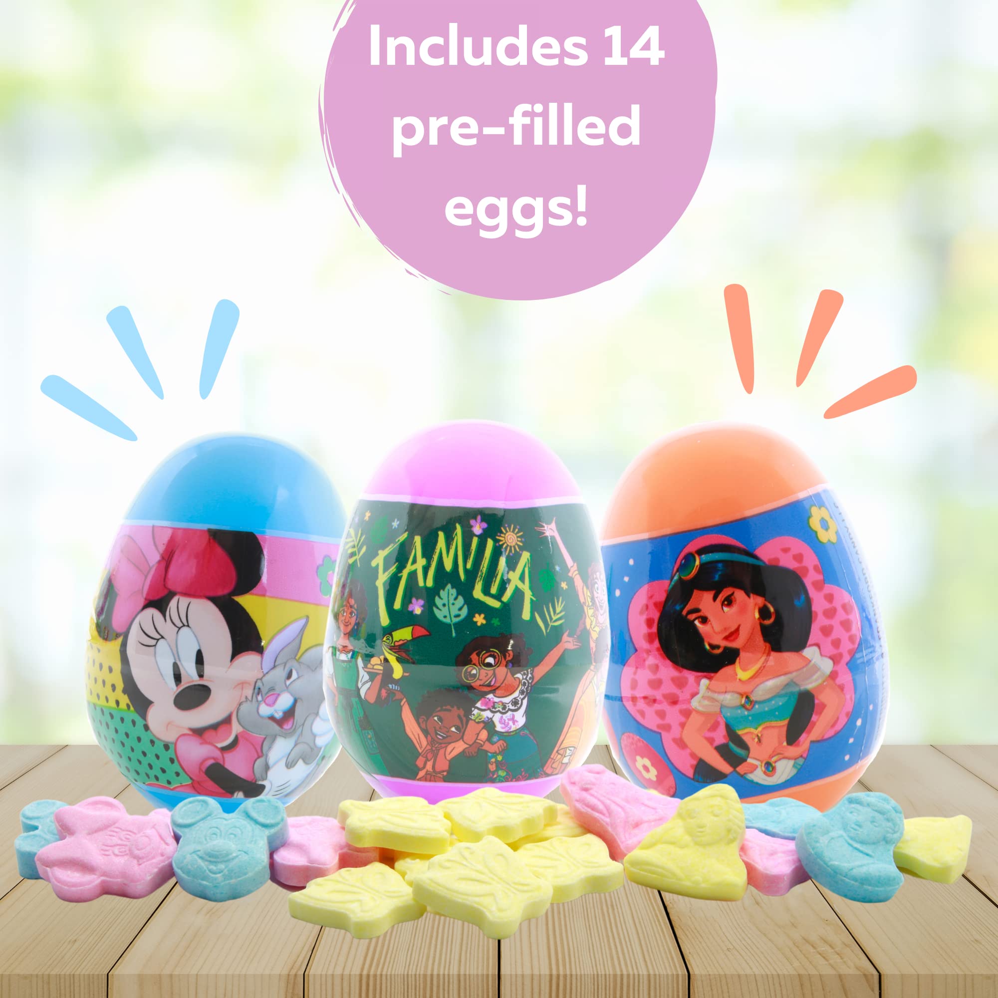 Candy Filled Plastic Easter Eggs, Disney Themed Egg Hunt with Hard Candies Inside, 2.47 Ounces